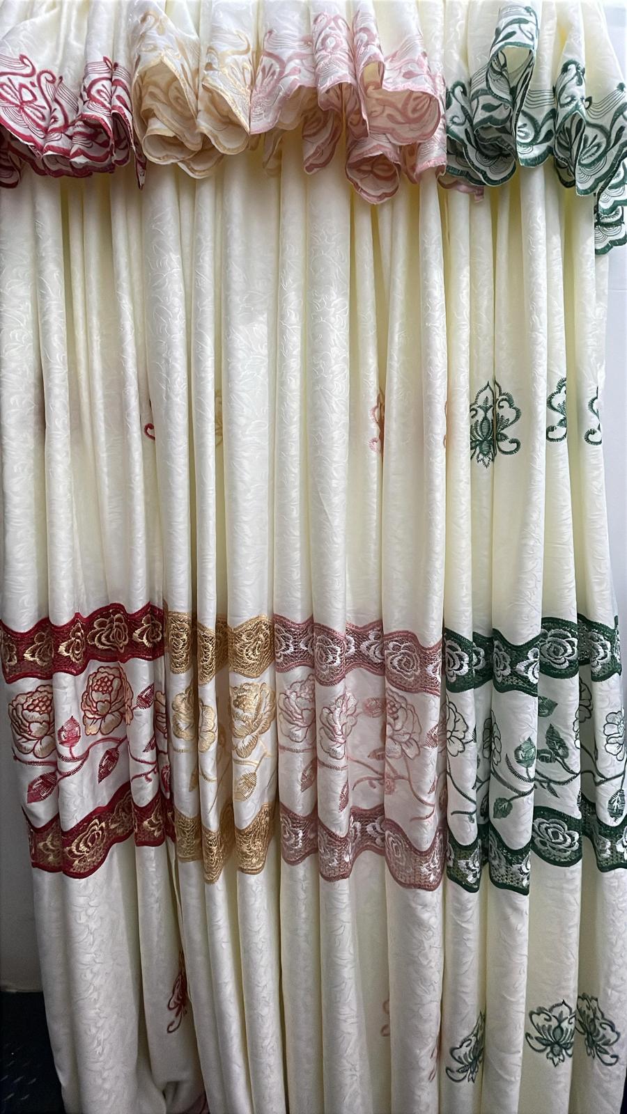 Luxury Sufeena Jacquard Macramé Curtain With Attached Valance - Stylish Curtains
