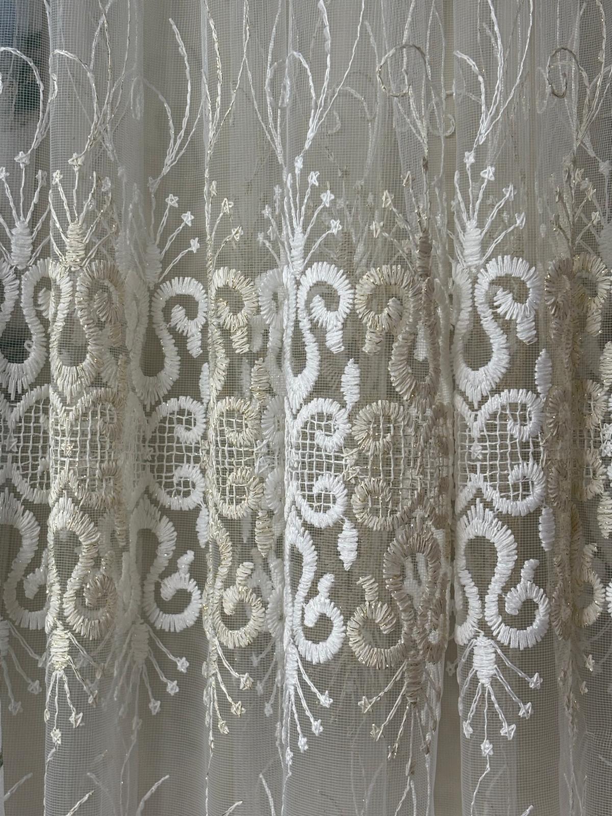 Luxury Anna Blue 6PC Curtain Set With Amy Embroidered Curtain - Stylish Curtains
