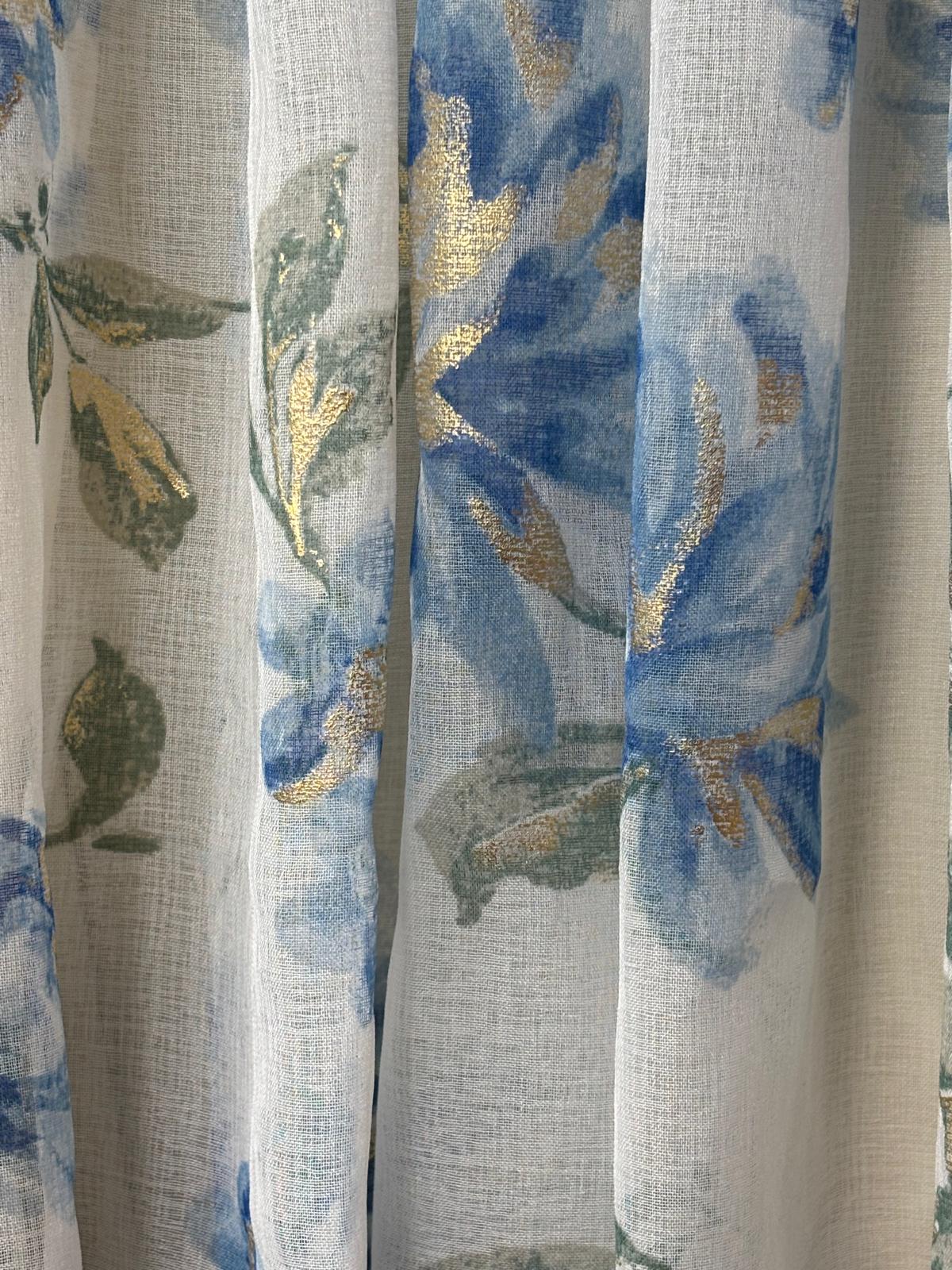 Luxury Anna Blue 6PC Curtain Set With Amy Embroidered Curtain - Stylish Curtains