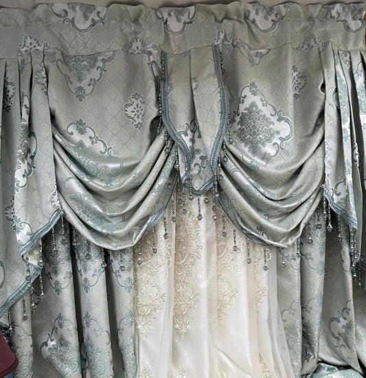 Tina Aqua Luxury Curtain Set