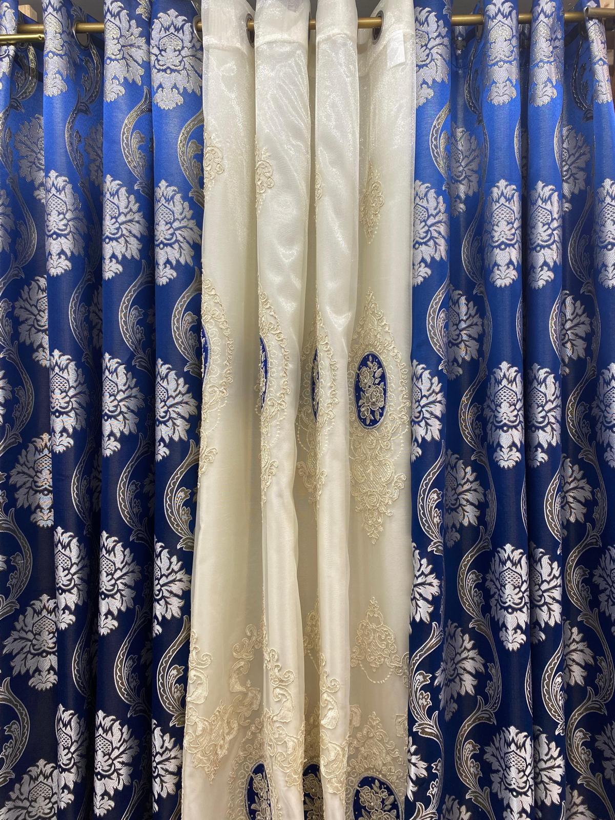 Mina Blue Window Curtain Set 54x84 Inches