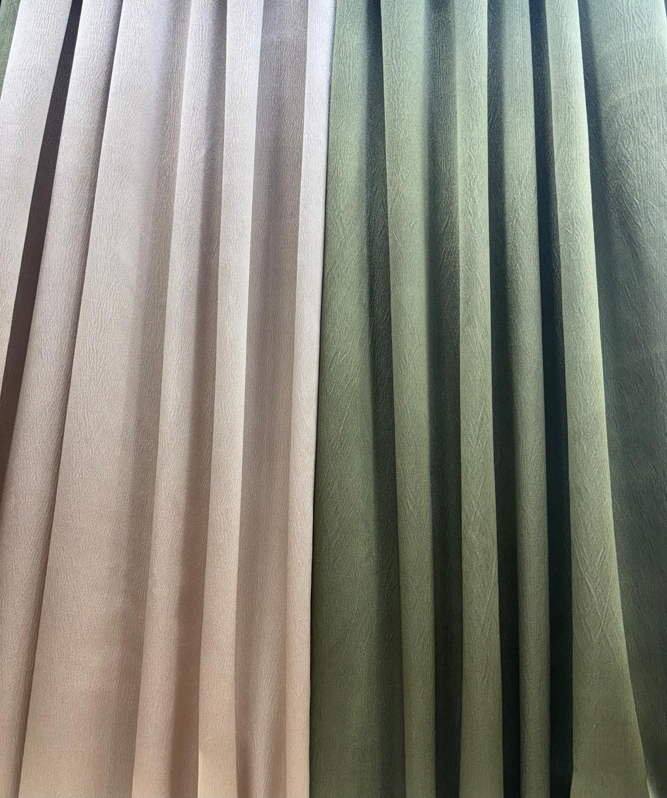 Regency Sage 6-Piece Luxury Curtain Set with 3 Valances & Beige Panel
