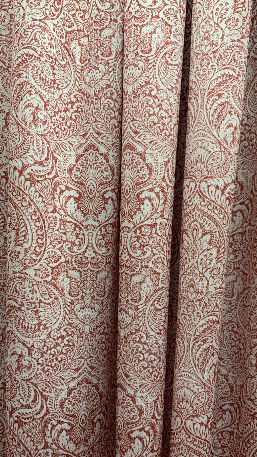 Vivi Burgundy 7-Piece Curtain Set with Elizabeth Embroidered Panel