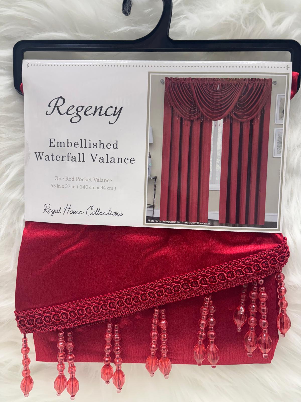 Regency 9 - Piece Luxury Curtain Set – Red & White | Premium Beaded Window Treatment - Stylish Curtains