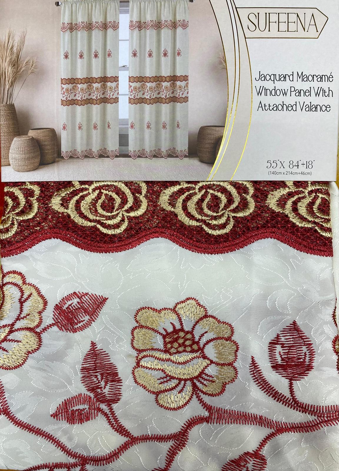 Luxury Sufeena Jacquard Macramé Curtain With Attached Valance - Stylish Curtains