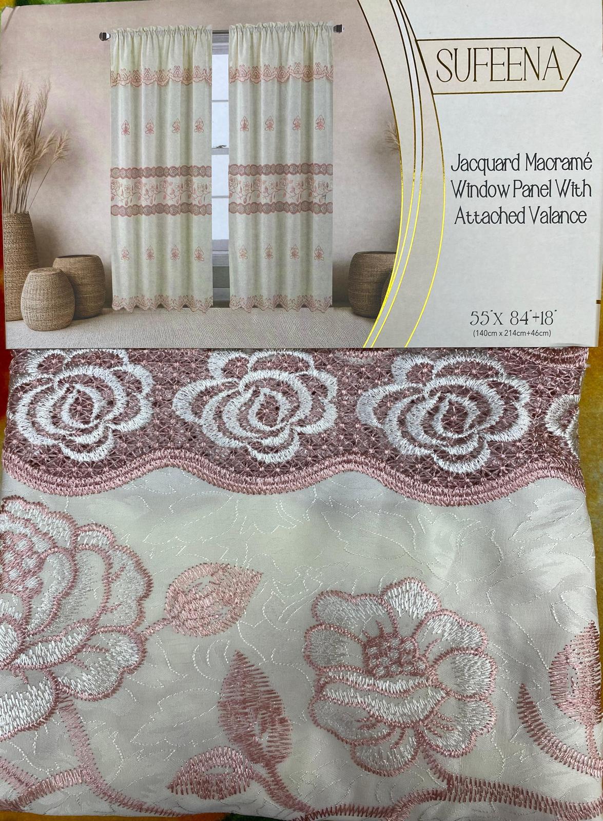 Luxury Sufeena Jacquard Macramé Curtain With Attached Valance - Stylish Curtains