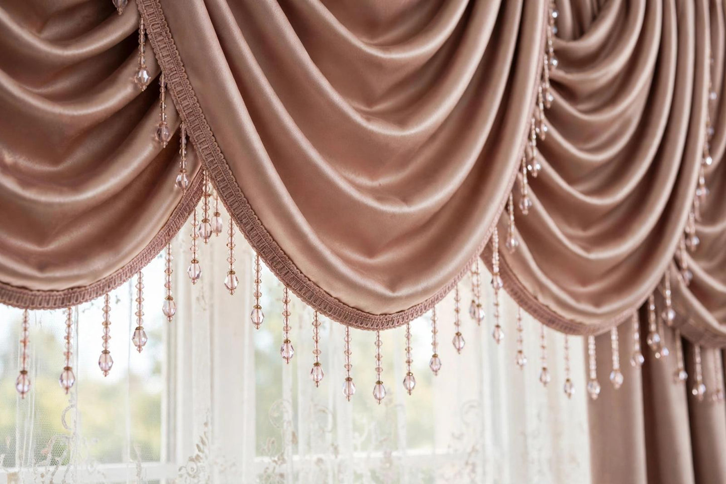 Regency Blush 11-Piece Luxury Curtain Set with Veronica Center Panels