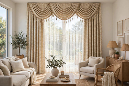 Maxine 6-Piece Luxury Curtain Set with Amy Embroidered Center Panel - Stylish Curtains