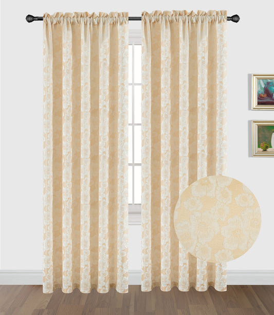 Yara Jacquard Rod Pocket Curtain Panel - Stylish Curtains