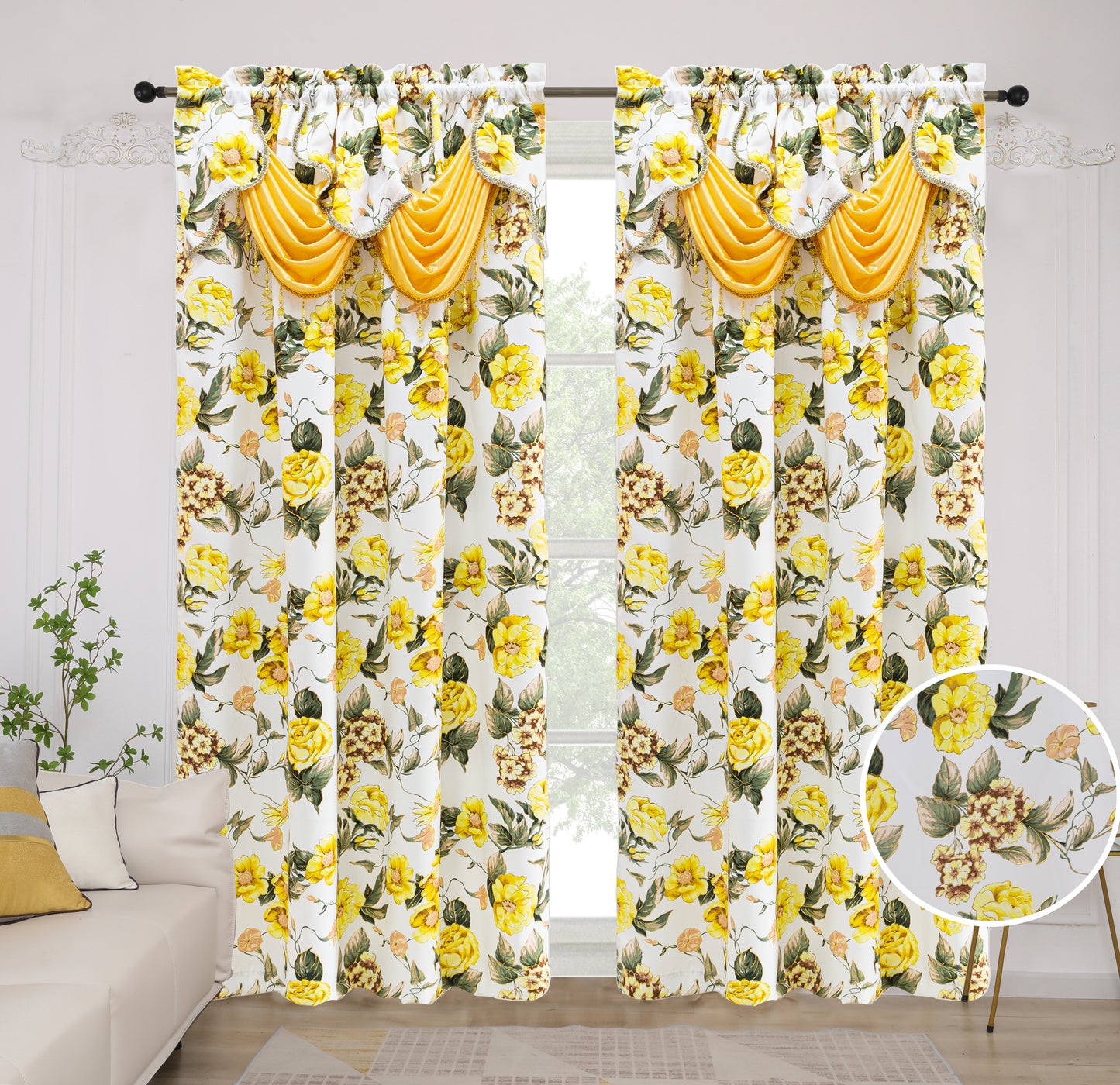 Jamie Rod Pocket Blackout Curtains with Attached Valance - Stylish Curtains