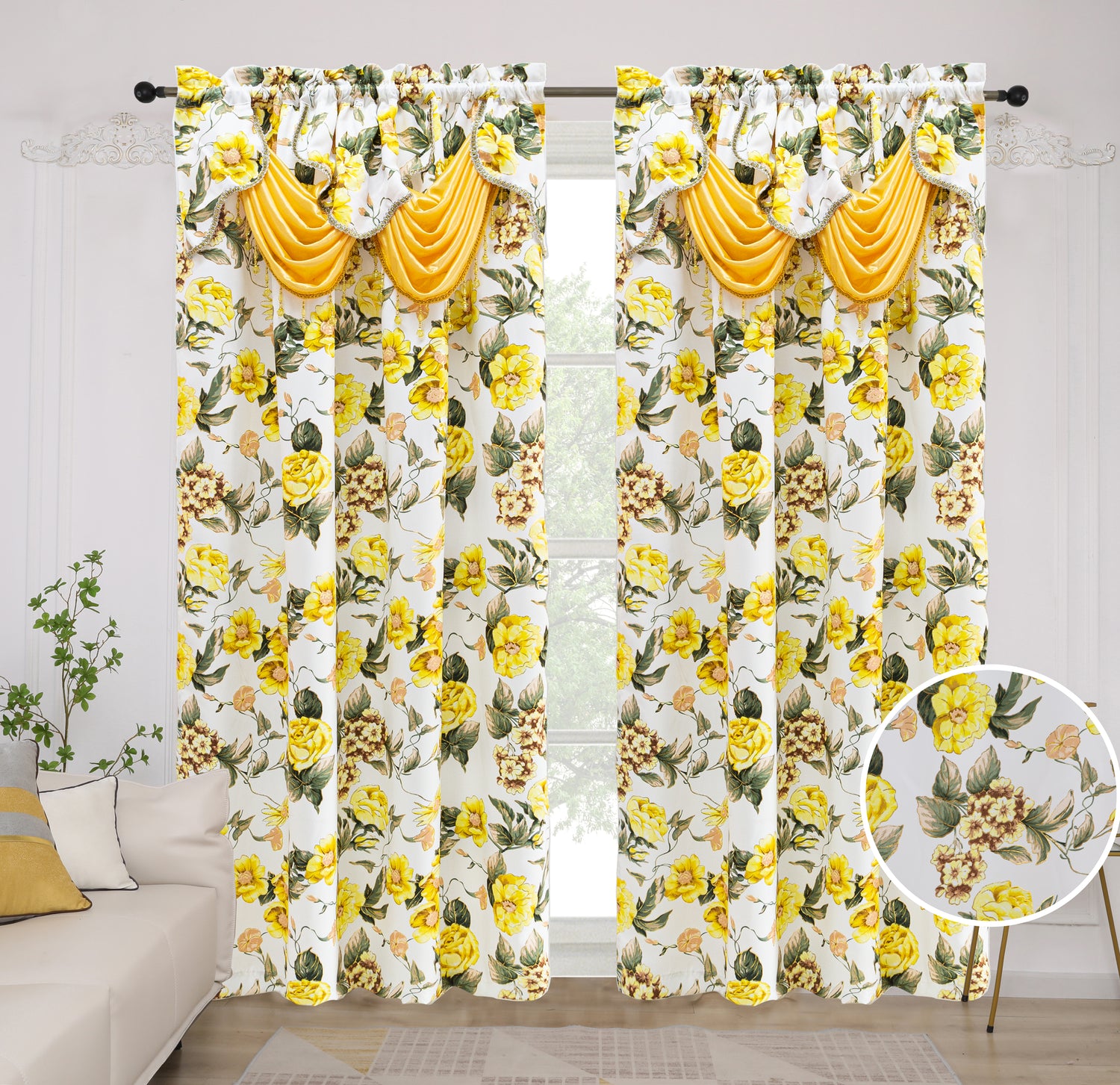 Jamie Rod Pocket Blackout Curtains with Attached Valance - Stylish Curtains