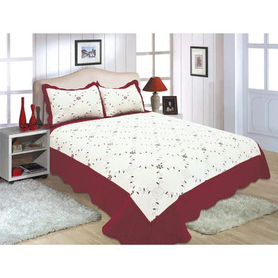 PREMIUS Reversible Quilt Set, Bordered Embroidered Floral - Stylish Curtains