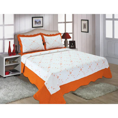PREMIUS Reversible Quilt Set, Bordered Embroidered Floral - Stylish Curtains