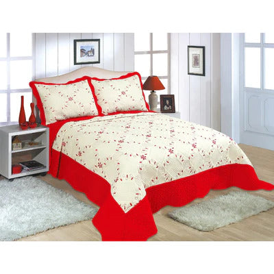 PREMIUS Reversible Quilt Set, Bordered Embroidered Floral - Stylish Curtains