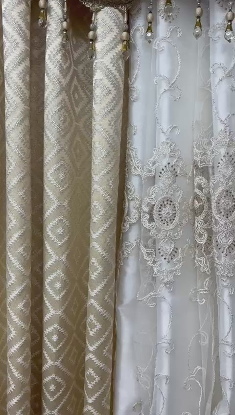 Maxine 7-Piece Luxury Curtain Set With Ruthland Sheer & Backing