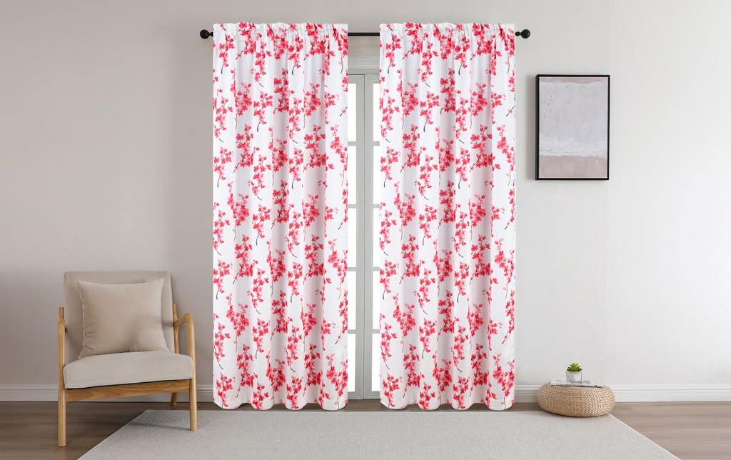 Luxury Regency Blossom Printed Rod Pocket Curtain Panel 50 x 84 Inch