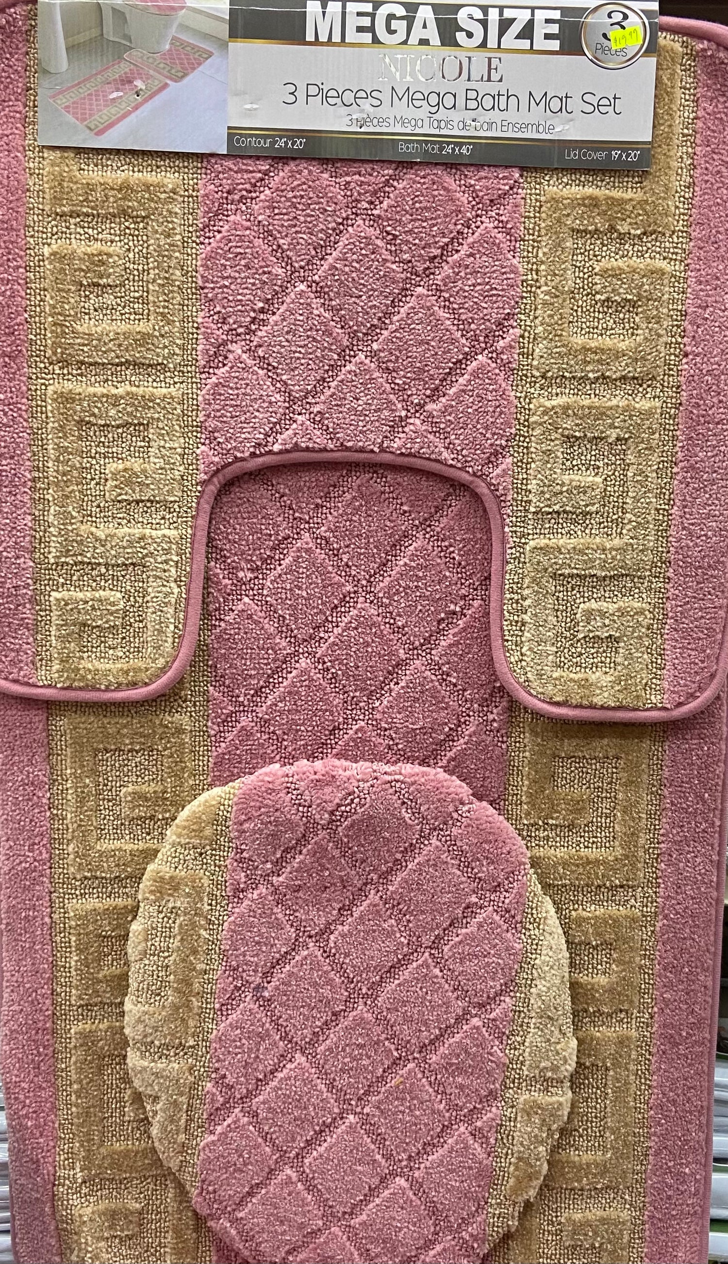 Nicole 3 Piece Bath Mat Set - Stylish Curtains