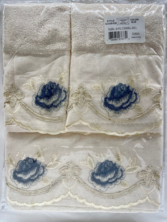 Popular Bath Embroidered 3 Piece Bath Towel Set - Stylish Curtains
