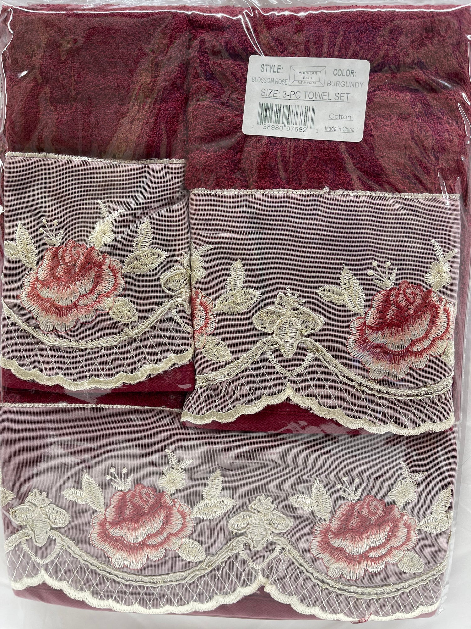 Popular Bath Embroidered 3 Piece Bath Towel Set - Stylish Curtains