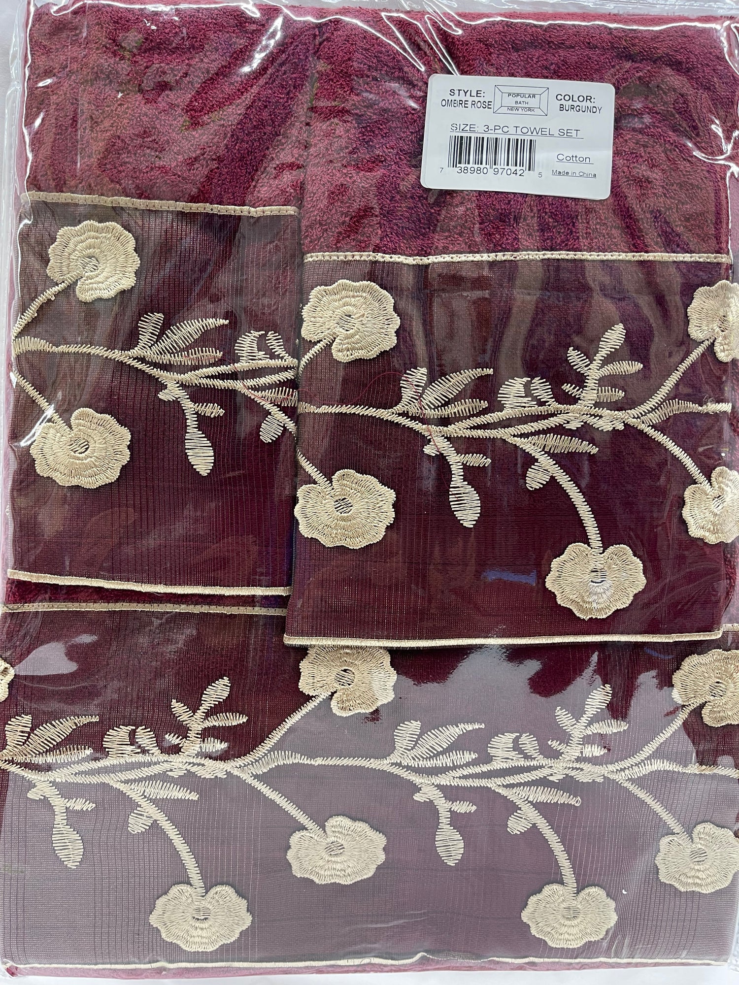 Popular Bath Embroidered 3 Piece Bath Towel Set - Stylish Curtains